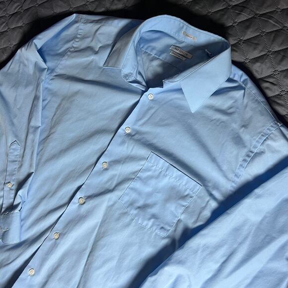 ✨Van Heusen Men’s Blue Poplin Dress Shirt 17 32/33 Regular Fit Long Sleeve - Picture 3 of 8